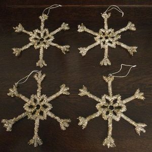 4 8” Vintage Metal & Wire Snowflakes